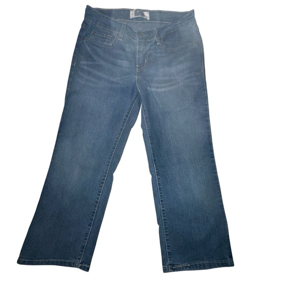 Signature Levi Strauss High‎ Ankle Crop Jeans Embroidered Back Pockets Retro 8 - Picture 1 of 9